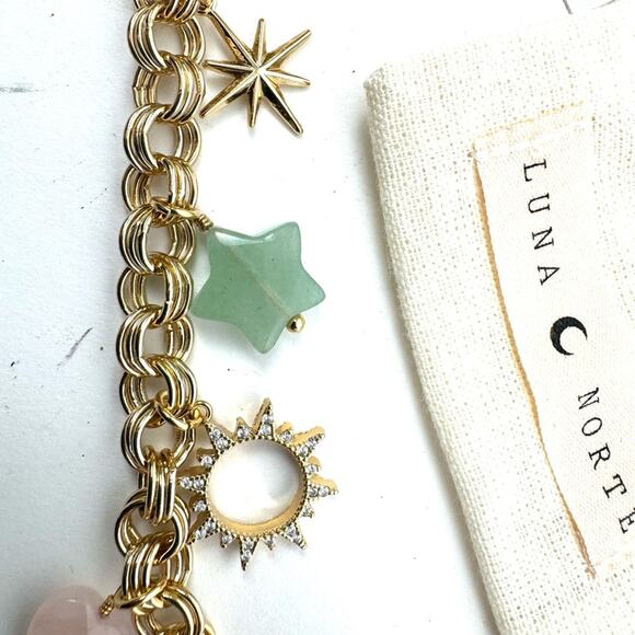 LUNA NORTE gold tone toggle charm bracelet. Semi-precious stones - Picture 5 of 6